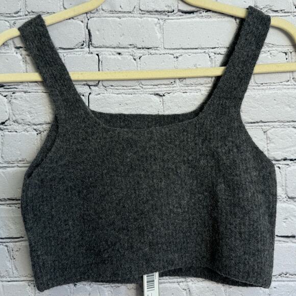 Everlane Wool Blend Knit Crop Tank Top in Gray Size Medium NWT - Picture 4 of 6